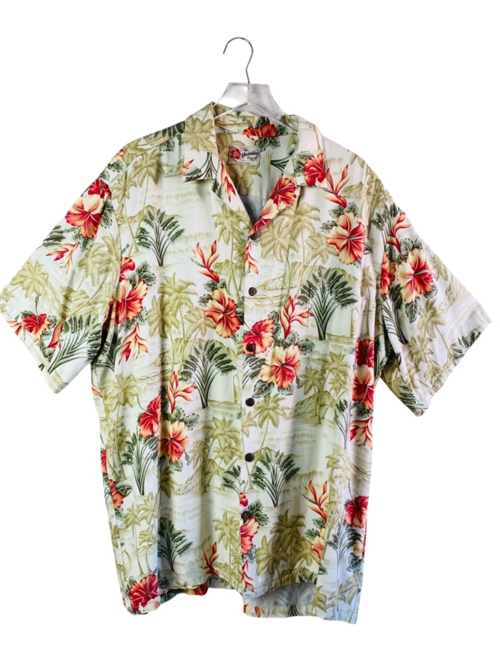 Hilo Hattie Hibiscus Tropical Print Short Sleeve Button Up Shirt Size 2XL